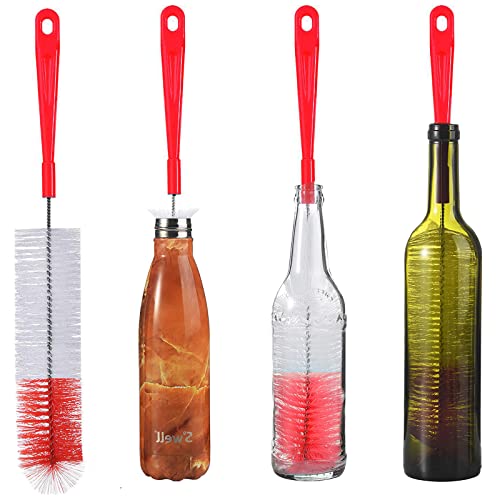 ALINK 16 inch Extra Long Red Bottle Cleaning Brush Cleaner for Washing Narrow Neck Beer/Wine/Thermos/Sport Well, Brewing Bottles, Hummingbird Feeder