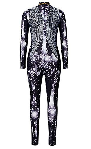 RAISEVERN Festival Clothing Schwarzer Overall Herren Damen Slim Fit Starlight Skeleton Catsuits Halloween-Kostüm