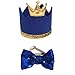 Pet Cute Birthday Party Crown Hat and Blingbling Bow Tie Collar Set with Adjustable Elastic Headband and Crown Topper for Small Dogs Cats Kitten Puppy