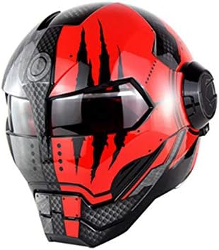 SWEI Personality Flip Front Motorcycle Helmet Iron Man Off-Road Competition Helmet Road Race Adult Youth (M, L, XL,),Shining,M