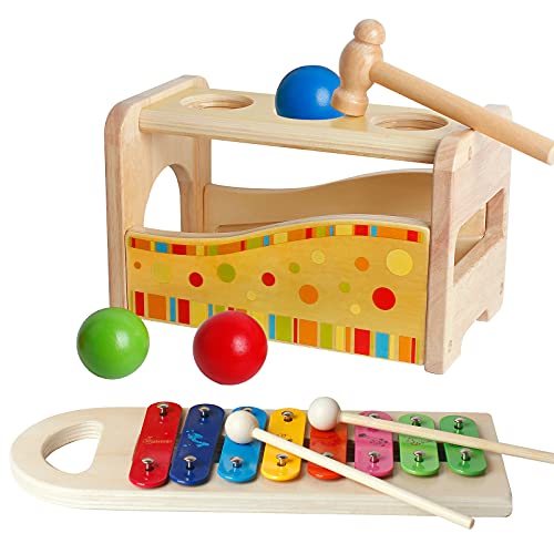 Gifts For One Year Old Boys TOWO Wooden Hammer Xylophone Toy