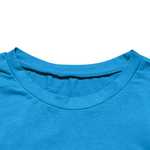 TIFENNY Women's Fashionable Loose American Flag Short-Sleeved Printed T-Shirt Top Blouse American Independence Day Shirt Sky Blue - Thumbnail 2