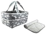 The Big Baby Bag - XL Diaper Caddy (Gray Cloud Design) with Free Changing Pad Liner! SuncoastBaby's Large Versatile Organizing Tote for Nursery/Bedside Storage, Toys, Diapers, Baby Products, etc.