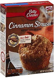 Betty Crocker Premium Muffin & Quick Bread Mix, Cinnamon Streusel, 13.9-Ounce Boxes (Pack of 4)