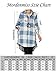 Mordenmiss Women’s Linen Plaid Blouses Loose Button-Down Shirts Roll-up Sleeve Tunic Tops XL Navy Blue