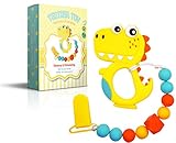 Effective Sensory & Stimulating Baby Teething Toy BPA FREE Silicone - Pain Relief Teether Toy with Pacifier Clip & Beads - FDA Approved - Freezer Teether- Easy Clean & Hold -2 Months and Up