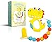 Baby Teething Toys Set 3 in 1 Croco Teether Toy + Pacifier Clip with Beads + Hygienic Travel Box | Highly Effective Chew Egg Silicone Teether BPA Free | Best Teething Toy 3-12 months|Freezer Safe|