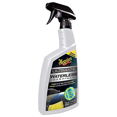 MEGUIAR’S ULTIMATE WATERLESS WASH & WAX, SCRATCH-FREE WATERLESS CAR CLEANING SPRAY THAT MAKES DETAILING QUICK AND EASY, 2-IN-1 CLEANER AND PROTECTION TO HELP YOUR RIDE SHINE, 26 OZ