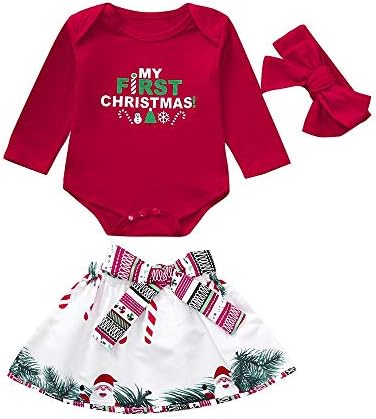 Clearance Sale! VEKDONE Newborn Baby Girls Christmas Letter Print Romper+Bow skirt+Headbands Set Clothes