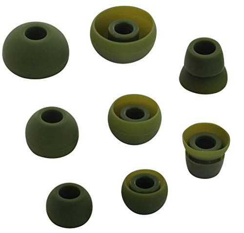 ALXCD Ear Tips for Powerbeats 3 Headphone, SML 3 Sizes 3 Pair Silicone Replacement Earbud Tips & 1 Pair Double Flange Ear Tip Cushion, Fit for Beats Powerbeats3 Pb3[4 Pair](Truf Green)