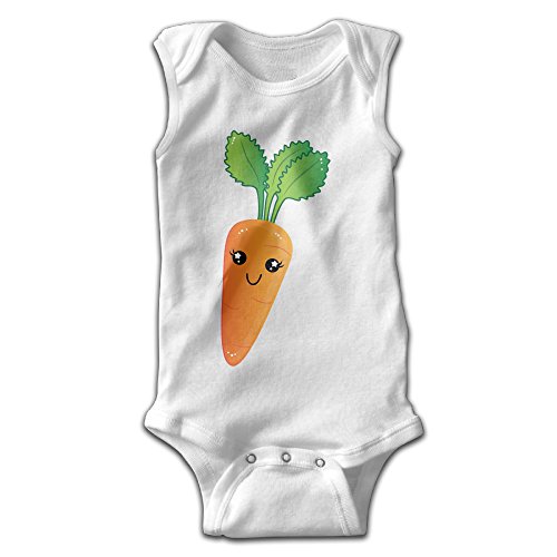 EVPOPC LVMI Cute Cartoon Carrot Unisex Baby Sleeveless Romper Jumpsuit Bodysuit White