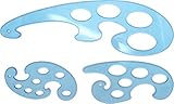 Set of 3 Shapes Yosogo Transparent Plastic Drafting French Curve