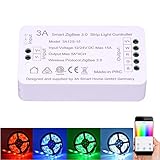 Smart ZigBee Strip Light Switch Controller for Echo Alexa Voice Control Smart Phone APP Control RGBW or White Colour Strip Lights, Compatible with Hue and Lightify Hub