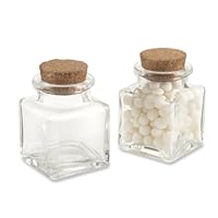 Kate Aspen, Square Glass Favor Jar, with Cork Stopper, Petite Treat, 12 Count