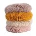 SBYURE 4 Pieces Hair Scrunchies Rabbit Faux Fur Fluffy Ponytail Holder Pompom Ball Scrunchie Hair for Women ,Pink khaki beige yellow