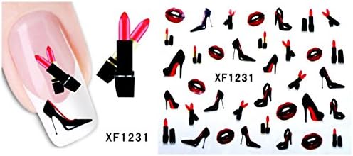 3D DIY Red Lips and High Heel Shoe Fashion style Nail Art Stickers