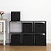 Storage Bins - Collapsible Storage Cube Organizer, Nonwoven Basket Container Fabric Drawers Set of 6, Black 10.5”, Dual Handles