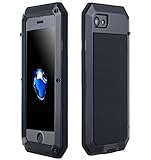 AICase iPhone 8/ iPhone 7 Aluminum Alloy Metal Screw Case, Shock/Dust/Water Proof Heavy Duty Gorilla Glass Protective Military Protector Skin Bumper Case for Apple iPhone 7 / iPhone 8(Black)