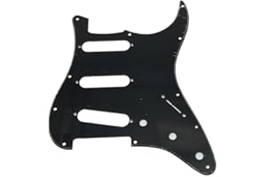 KAISH 11 Hole ST/Strat Style Pickguard SSS Pick Guard for USA/Mexico Stratocaster/Strat Black 1 Ply