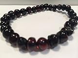 Healing Bracelet 8 inch arthritis carpal tunnel swelling headache Baltic Amber for Adults Polished Black Cherry Stretch Woman Certified (1 Pack)