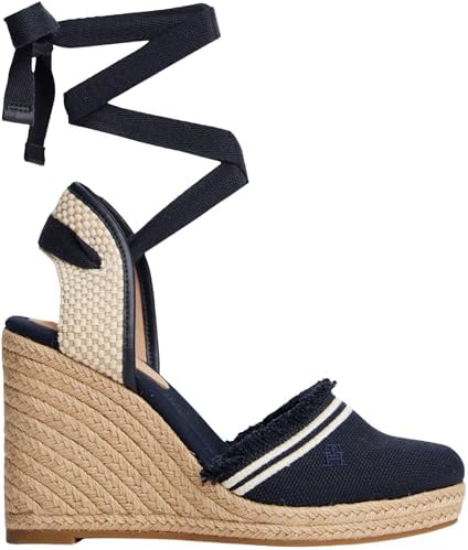 Alpargatas con cuña Mujer Fringe Canvas con tacón de cuña, Azul (Space Blue), 41