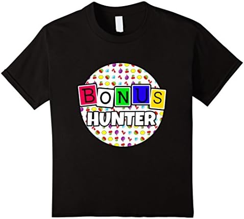 Kids BONUS HUNTER SLOT MACHINES T-SHIRT CASINO GAMBLER TEE SHIRTS 6 Black