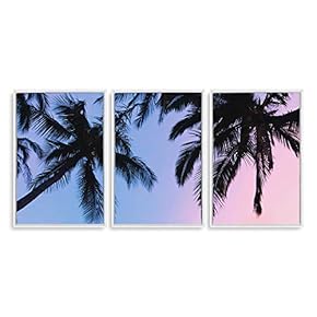 3 Piece Framed Canvas Wall Art for Living Room, Bedroom Vintage Tropical Palm Trees Canvas Prints for Modern Home Decoration Ready to Hang - 16"x24"x3 Panels