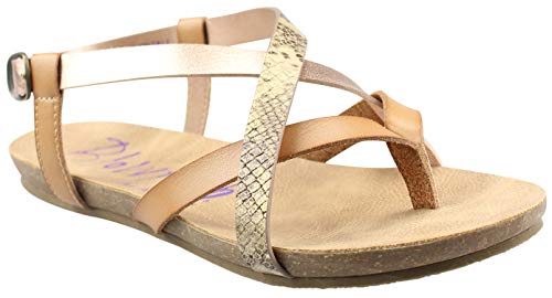 Blowfish Women's Granola Fisherman Sandal, Rose Gold Snake/Rose/Nude, 6 M US