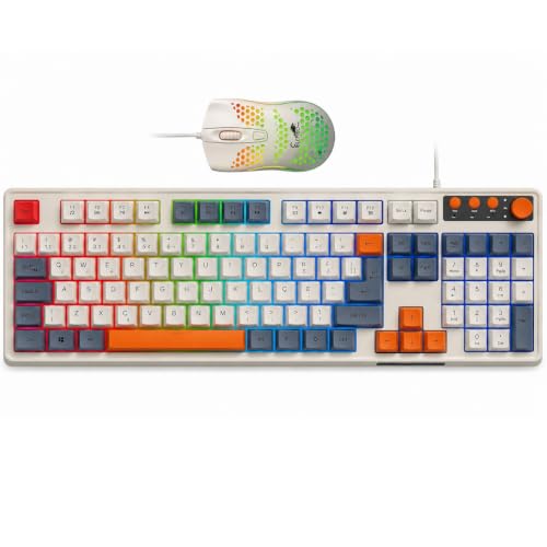 Teclado e Mouse Gamer, Alta Precisão RGB LED Rainbow USB para PC, PS4, PS5 e Xbox Versão Atualizada 2.0, Sem Atraso ao Teclar, Sem delay.
