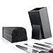 Vremi 5 Piece Chef Knife Set with Dark Wood Block - includes Carving Paring Serrated Bread Utility and Chefs Knives with Stainless Steel Blades and Colorful Ergonomic Non Slip Handles