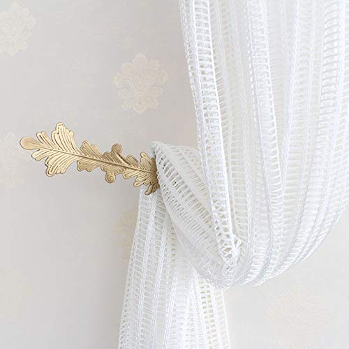 Chictie Vintage Leaves Curtain Holdbacks Bronze Wall Mounted Drapery Holder Hooks Pack of 2 (Retro Bronze Long Leaves Hook)