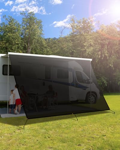 SUPAREE Sun Shade Awning Camping Car Sun Shade Caravan Wall Awning Camping Car Sun Blocker UV Protection Windshield Awning for Van RV 12ft x 8ft