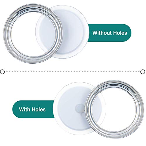 24Pcs Canning Lids, Regular Mouth Mason Jars Lids Holes/Without Hole Lids, Reusable Leak Proof Split-Type Lids with Rings for Mason Jar, Ball Jar, Canning Jars, Drinking Jars, Silver 70mm
