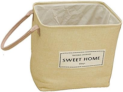 Elimy Pop-up Folding Laundry Hamper with Handles Dirty Clothes Basket Storage Collapsible Laundry Container Organizer for Toy,Color Linen (Beige)