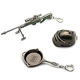 Miniature Metal Removable Cartridge Exquisite PUBG Keychain Accessories Keychain Charm Souvenir Gifts (AWM+PAN+Helmet)