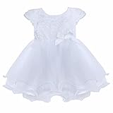 FEESHOW Infant Baby Girls' Organza Layered Baptism Flower Dress