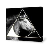 signwin-Canvas Wall Art-Black and White Horse-Canvas Prints Home Artwork Decoration for Living Room,Bedroom - 12x12 inches