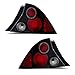 SPPC 2 Door Taillights Black Assembly Set Halo For Honda Civic - (Pair) Driver Left and Passenger Right Side Replacement