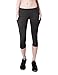 BALEAF Women's Yoga Pants Workout Capris Leggings Pockets Mid Waist Crop Athletic Running Tights Black Grey M