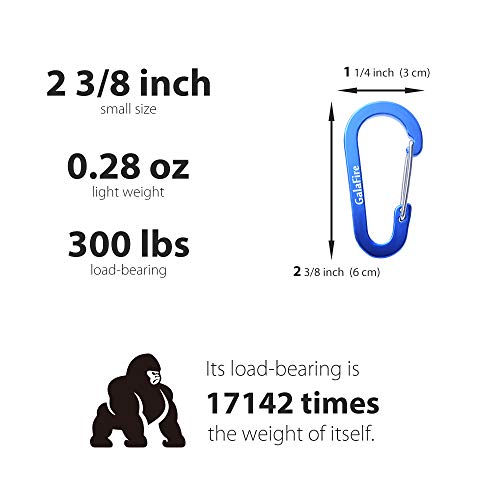 10PCS Carabiners Clip Small 2 3/8 inch 6cm Aluminum Not for Climbing Caribeaners Bulk Flat Gourd Shape Keyring Mini D Ring Keychain Carabiner for Camping Backpack Hiking Fishing Accessories (10 PCS) - Thumbnail 2