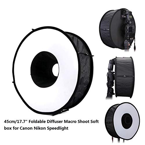 Professional Foldable & Collapsible Speedlight Softbox 45cm/17.7inch Ring Speedlite Flash Diffuser Macro Shoot Round Softbox