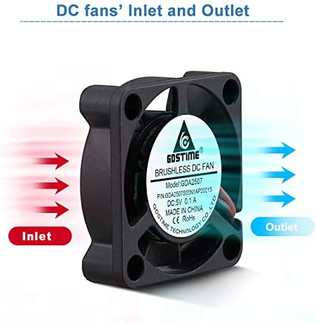 GDSTIME 5V 25mm x 7mm Cooling Fan 2507 DC Brushless Cooling Tiny Fan High Speed Computer Mini Heatsink Radiator - Image 5