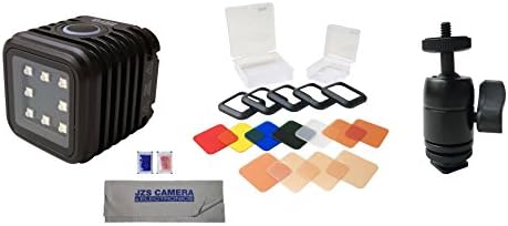 LitraTorch Waterproof Dimmable 8-LED Video Light For Smartphone Cameras Paparazzi Bundle with Litra Filter Set, Litra Cold Shoe Ball Mount, JZS Microfiber Cleaning Cloth