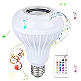 EForces E27 LED Music Bulb RGB Color-Changing Smart Wireless Lamp with Bluetooth Speaker and Remote Control for Home