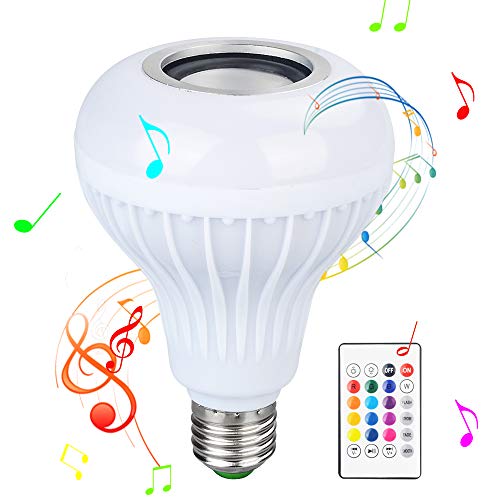 EForces E27 LED Music Bulb RGB Color-Changing Smart Wireless Lamp with Bluetooth Speaker and Remote Control for Home