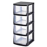 Muscle Rack PDT4 4 Drawer Tower, Black Frame with Clear Drawers