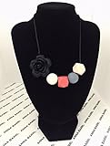 ANNA BARRI Designer, Chewable Black Flower Silicone Baby Teething Necklace for Moms / Nursing Necklace / Teething Relief and Gum Massage / Baby Shower Gift / Teether Toy / Teething Baby