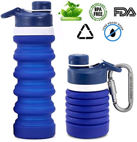Dachma Collapsible Sport Water Bottle - Foldable Silicone Sports Bottle Leakproof Water Bottles for Travel Gym Camping Hiking(550ml)