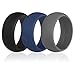 Swagmat Silicone Wedding Rings, 3 Pack Wedding Bands for Men & Women (Black, Dark Gray, Blue, Size 10.5)