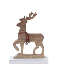 Home: Hallmark Home Tabletop Wooden Reindeer with Jingle Bells - Hallmark Home